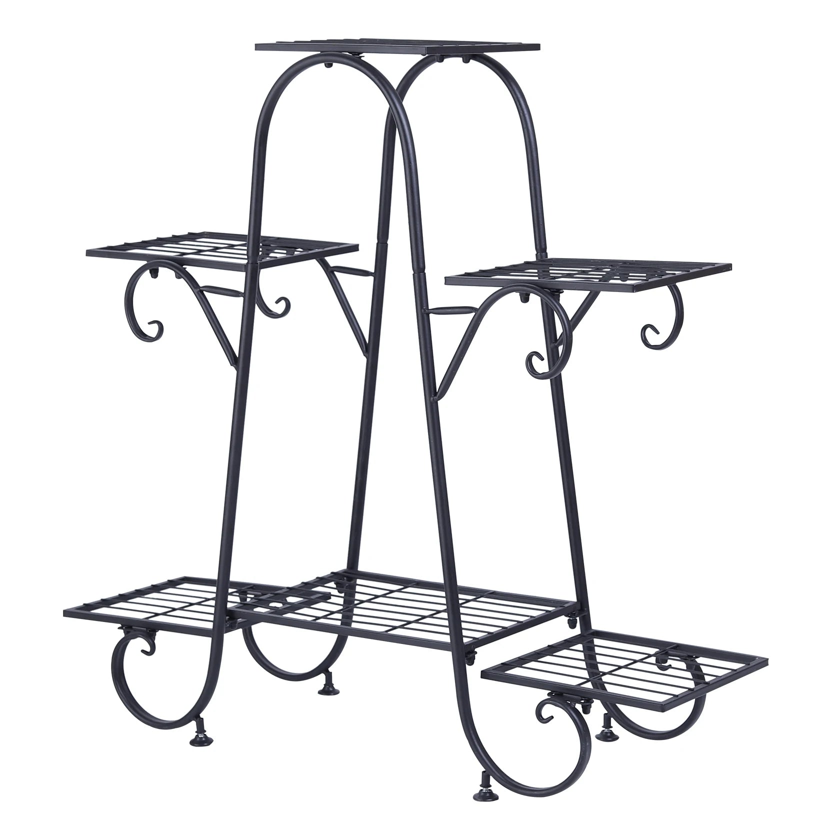 6 Tiers Plant Stand for Black Metal Flower Pot Shelf