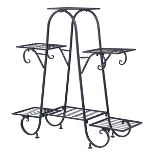 6 Tiers Plant Stand for Black Metal Flower Pot Shelf