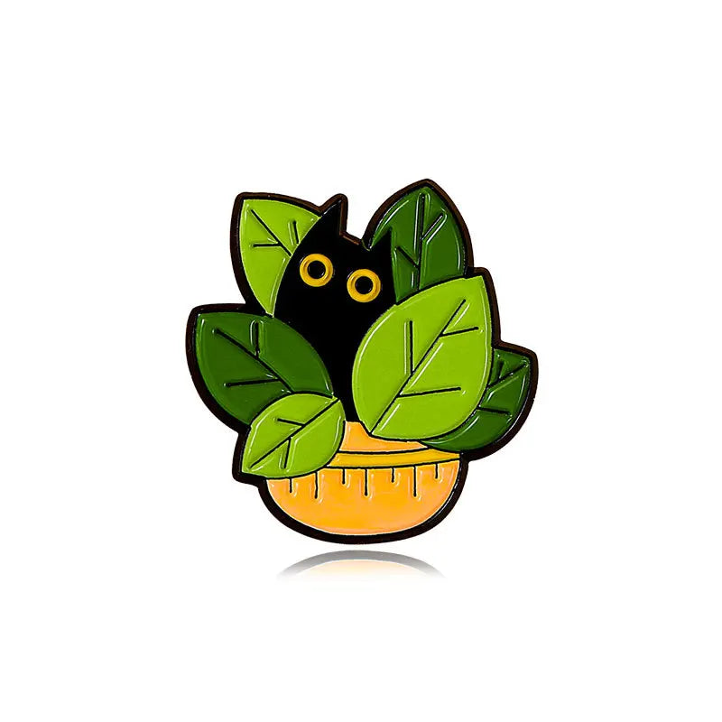 Cats in Plants Enamel Pins 