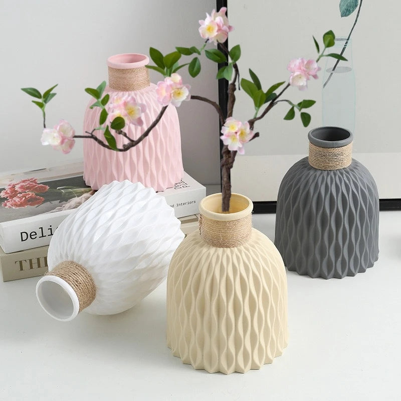 1Pc Pineapple Pattern Twine Imitation Ceramic Plastic Vase