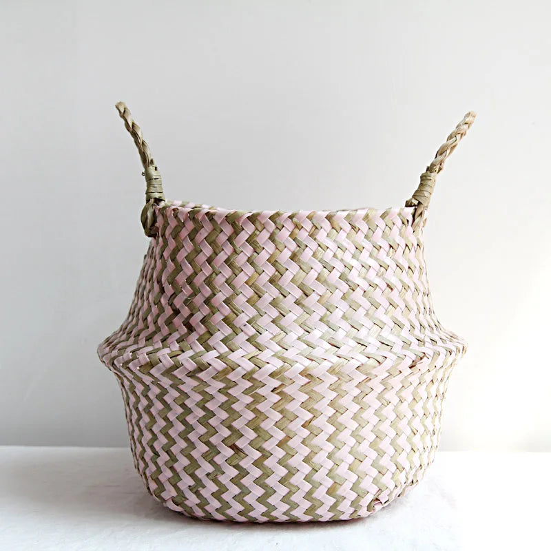 Boho Decor Striped Wicker Storage Baskets