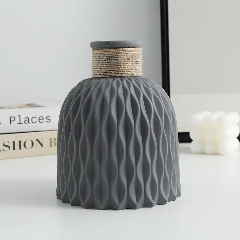 1Pc Pineapple Pattern Twine Imitation Ceramic Plastic Vase