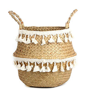 Boho Decor Wicker Baskets Storage Hand Woven Rattan Basket