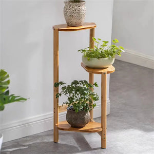 3 Tier Bamboo Corner Plant Stand Simplicity Flower Pot Holder Shelf