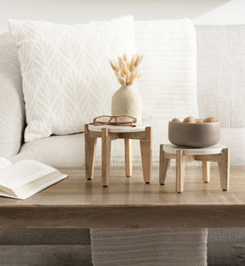 Modern Marble Two-Piece Plant Stands