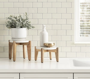 Modern Marble Two-Piece Plant Stands