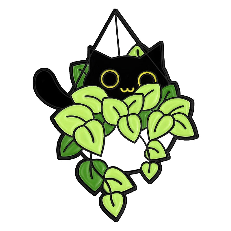 Cats in Plants Enamel Pins 
