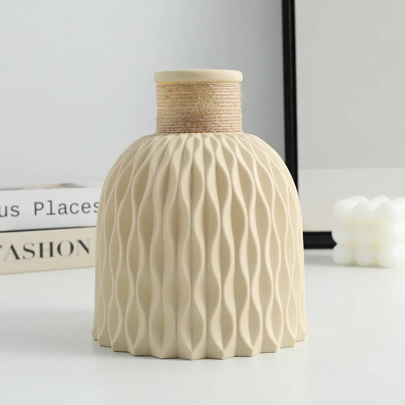 1Pc Pineapple Pattern Twine Imitation Ceramic Plastic Vase