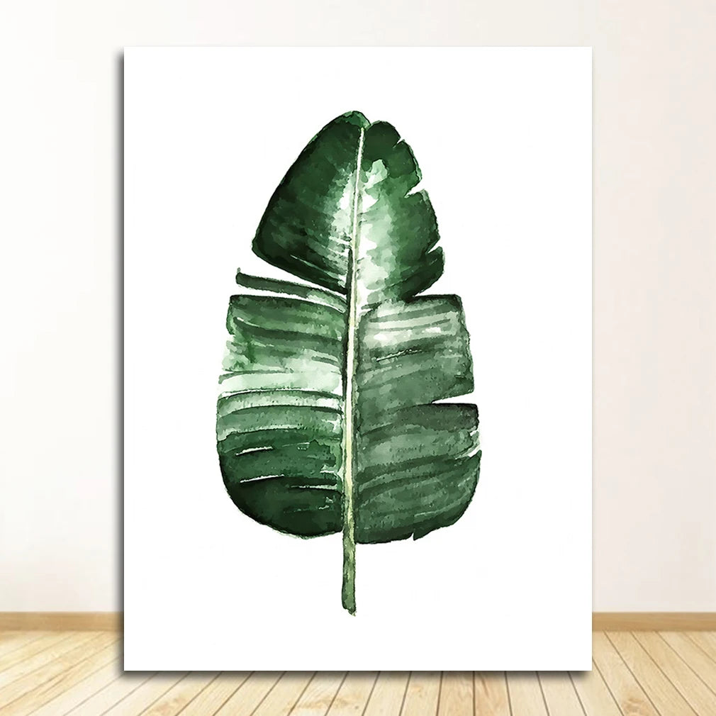 Scandinavian Style Tropical Plants Poster Green Leaves Decorative Picture Modern
