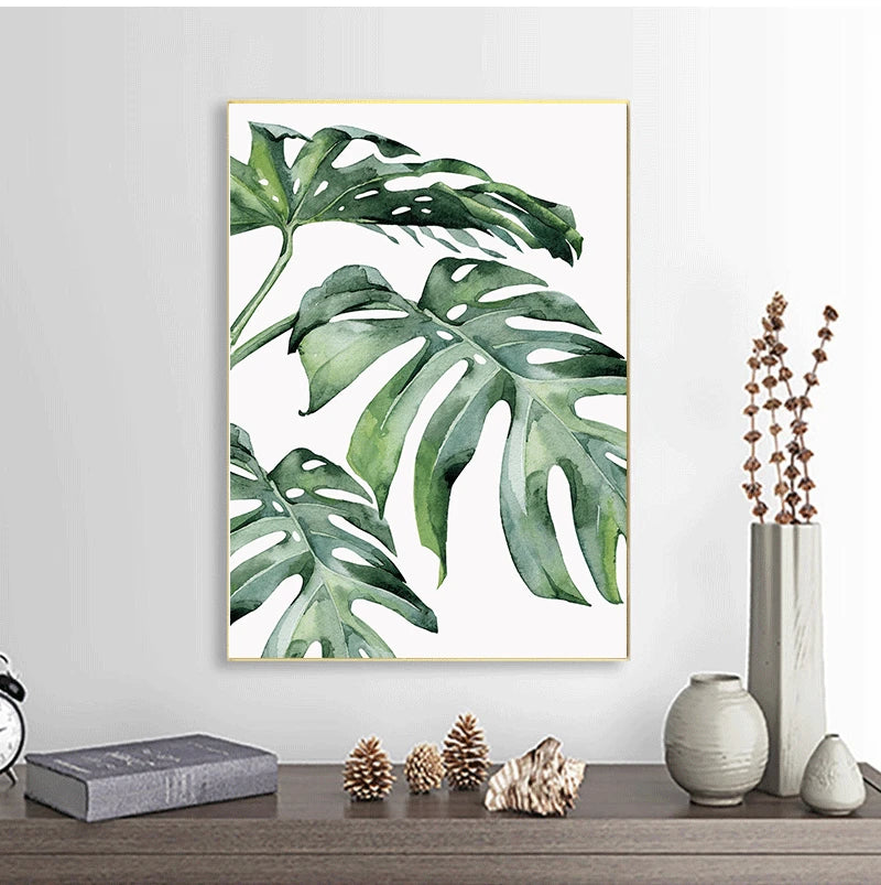 Scandinavian Style Tropical Plants Poster Green Leaves Decorative Picture Modern
