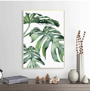 Scandinavian Style Tropical Plants Poster Green Leaves Decorative Picture Modern