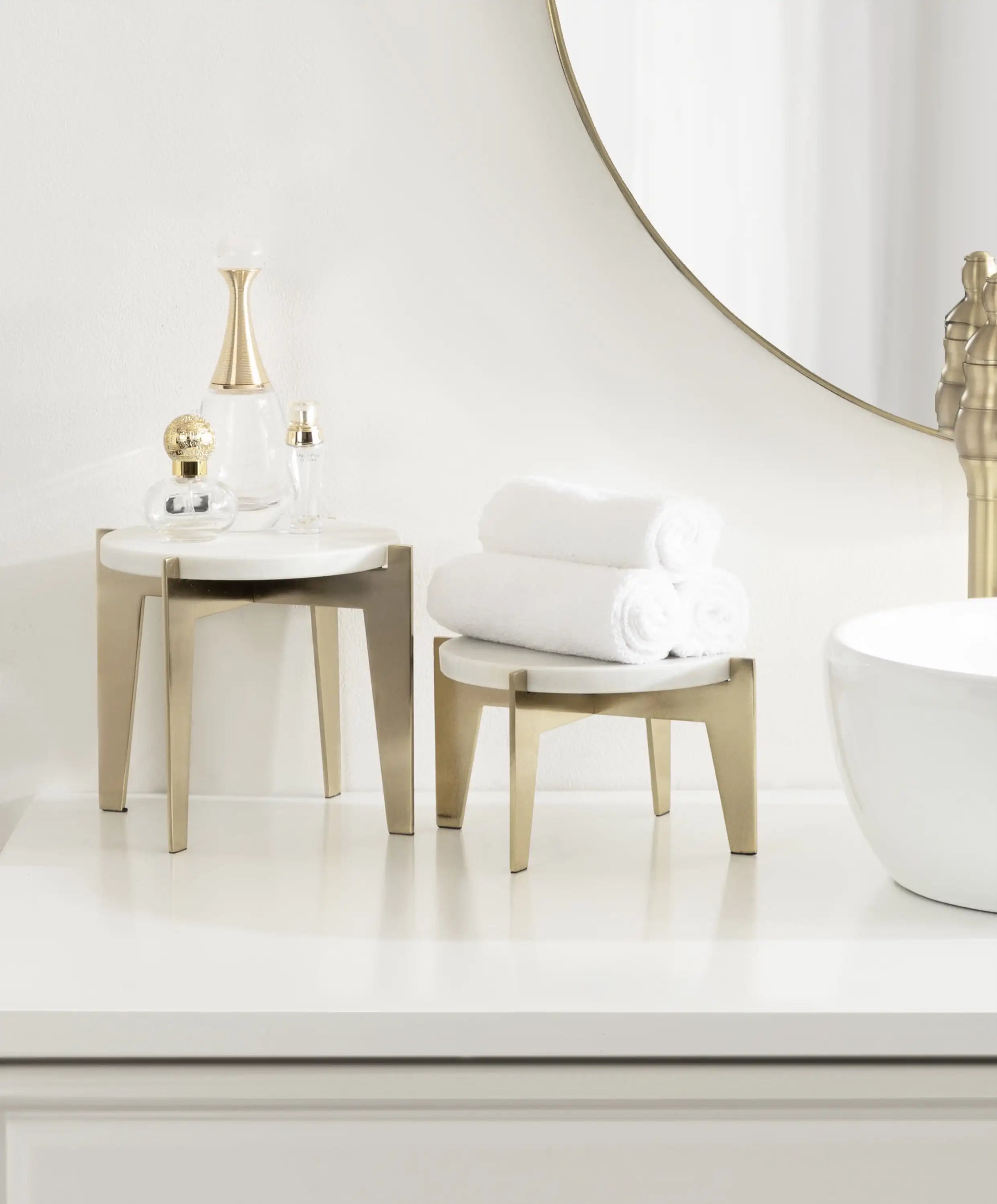 Modern Marble Two-Piece Plant Stands