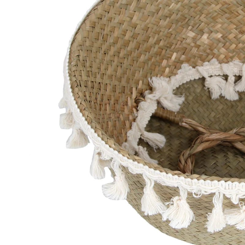 Boho Decor Wicker Baskets Storage Hand Woven Rattan Basket