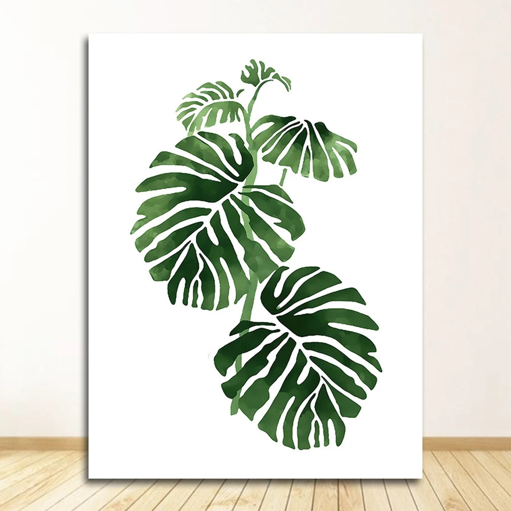Scandinavian Style Tropical Plants Poster Green Leaves Decorative Picture Modern