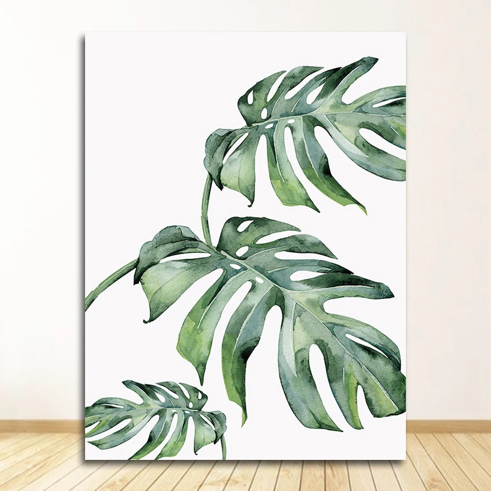 Scandinavian Style Tropical Plants Poster Green Leaves Decorative Picture Modern