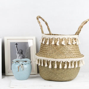 Boho Decor Wicker Baskets Storage Hand Woven Rattan Basket
