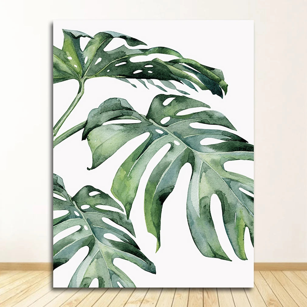 Scandinavian Style Tropical Plants Poster Green Leaves Decorative Picture Modern