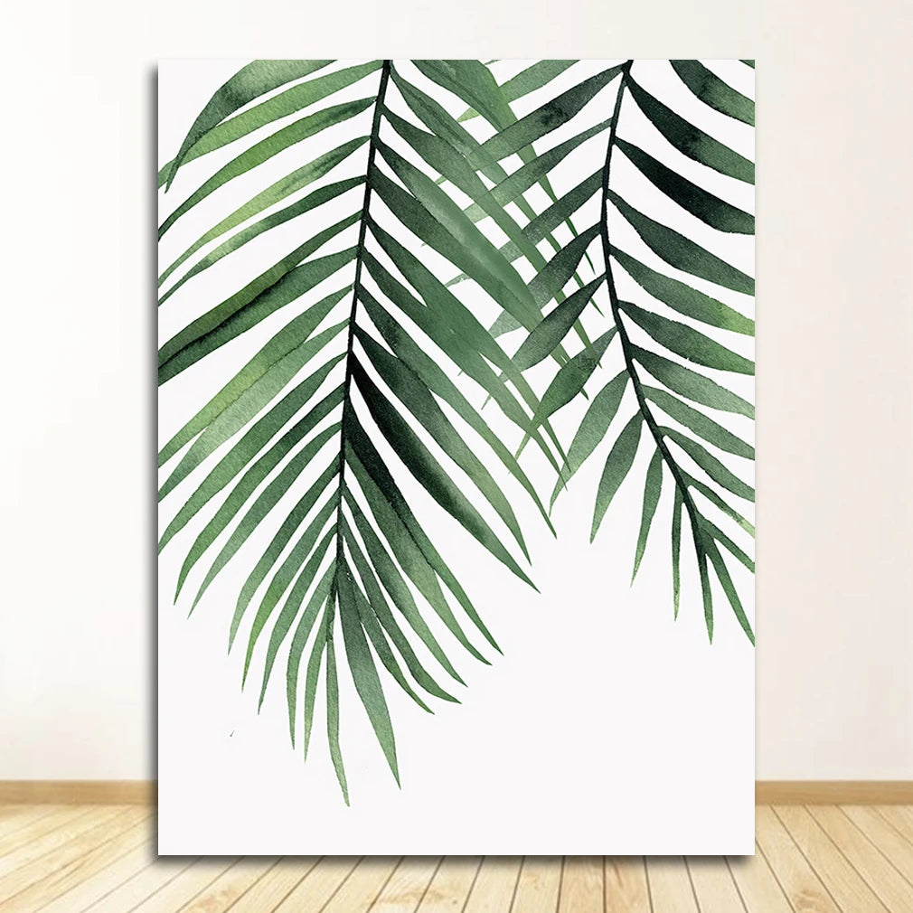 Scandinavian Style Tropical Plants Poster Green Leaves Decorative Picture Modern
