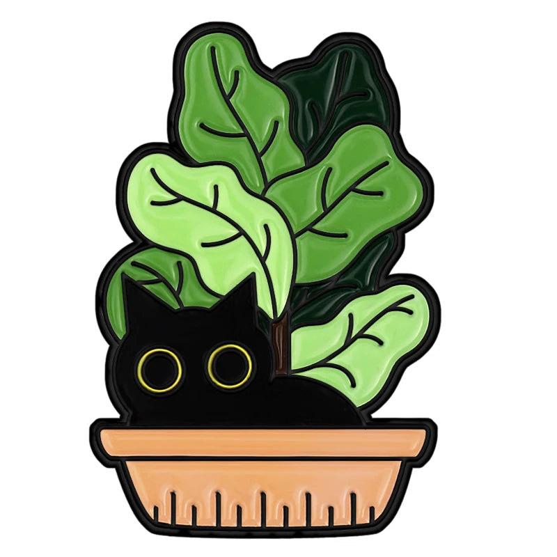 Cats in Plants Enamel Pins 