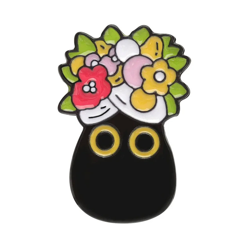 Cats in Plants Enamel Pins 