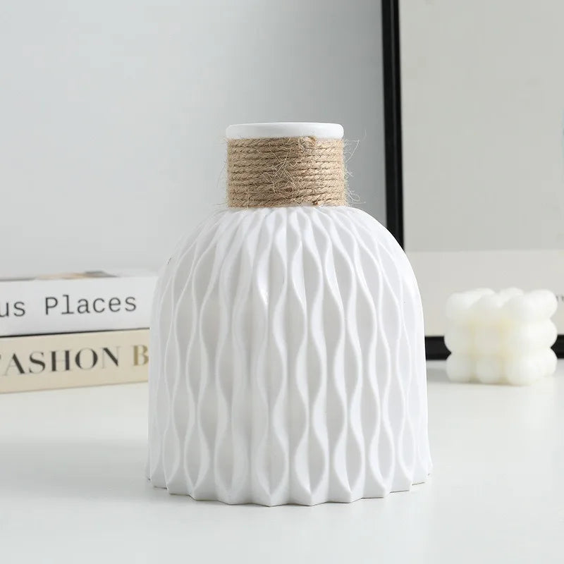 1Pc Pineapple Pattern Twine Imitation Ceramic Plastic Vase