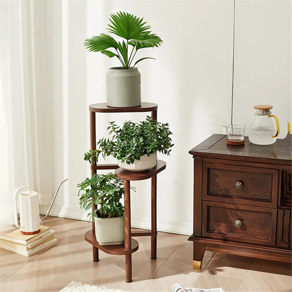 3 Tier Bamboo Tall Corner Plant Rack Planter Stand