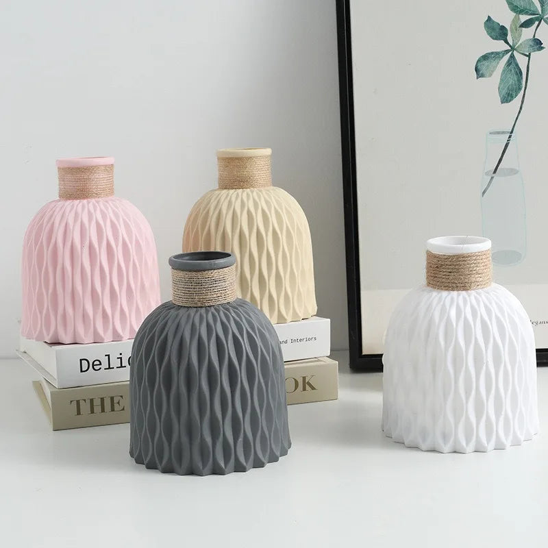 1Pc Pineapple Pattern Twine Imitation Ceramic Plastic Vase