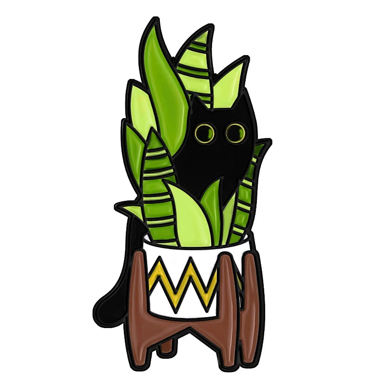 Cats in Plants Enamel Pins 