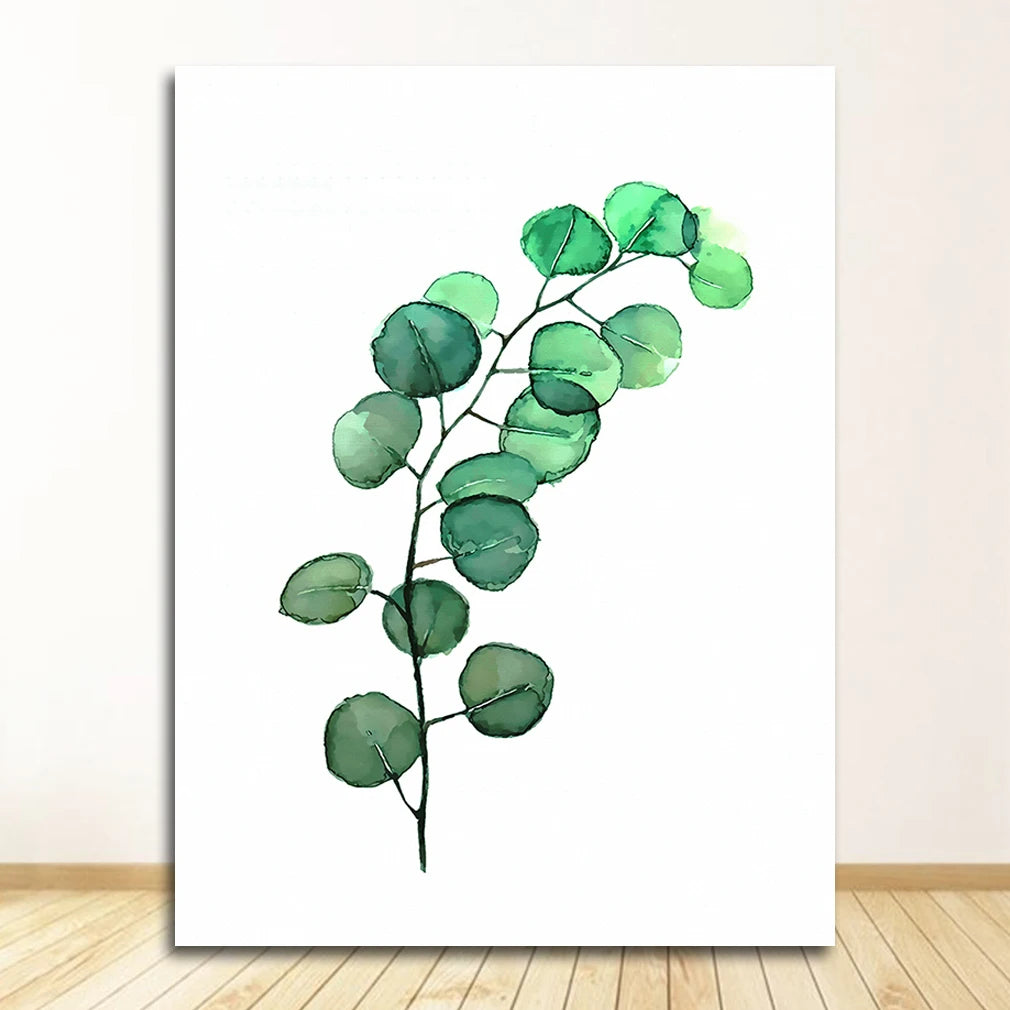 Scandinavian Style Tropical Plants Poster Green Leaves Decorative Picture Modern